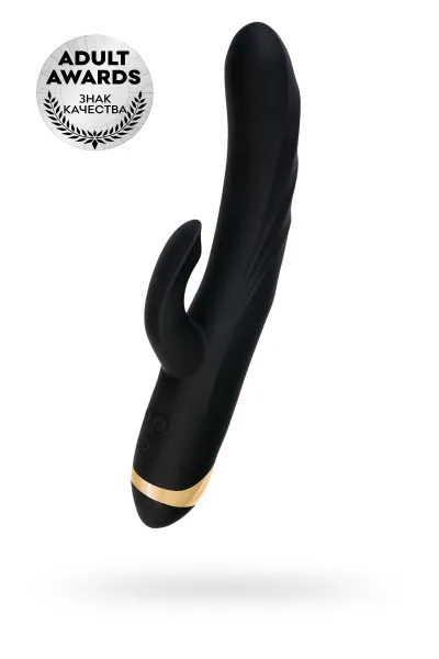 Вибратор с клиторальным  стимулятором WANAME D-SPLASH THUNDER, силикон, черный, 24,2 см